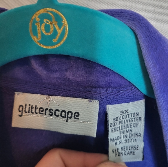 VTG 90s Glitterscope Purple & Rhinestone Valour Tracksuit Womens Plus Size 3x - Picture 4 of 11